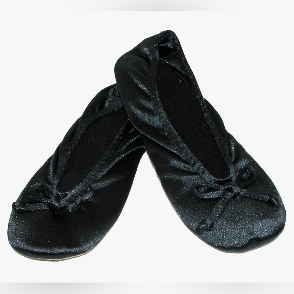 Isotoner Ballet Slippers Size Large 8-9 | Flexible House Shoes with Bow Detail
